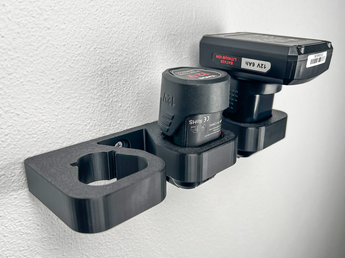 Decoralin Wall Mount for Bosch 12V Battery – Compatible with Bosch GBA Professional & BAT Home Series – Battery Holder Organizer for 12V Power Tools – Holds 3 Batteries – Made in Europe
