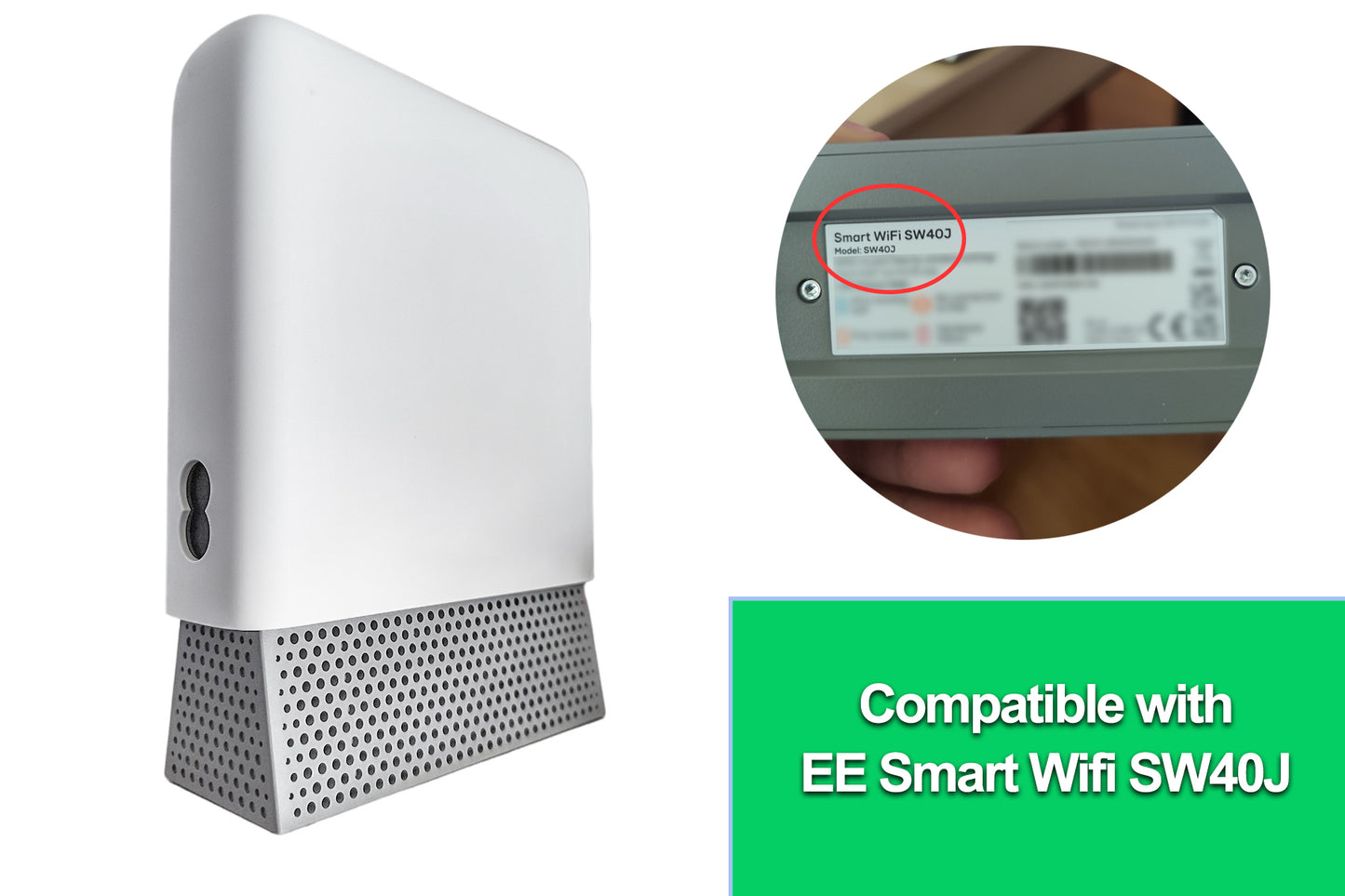 Decoralin Wall Mount for EE Smart WiFi 7 Router (Model SW40J) β Grey Router Holder Bracket with Tilt & Click Fit, Cable Gap & Ventilation β Secure Wall Mount with Screws & Plugs Included