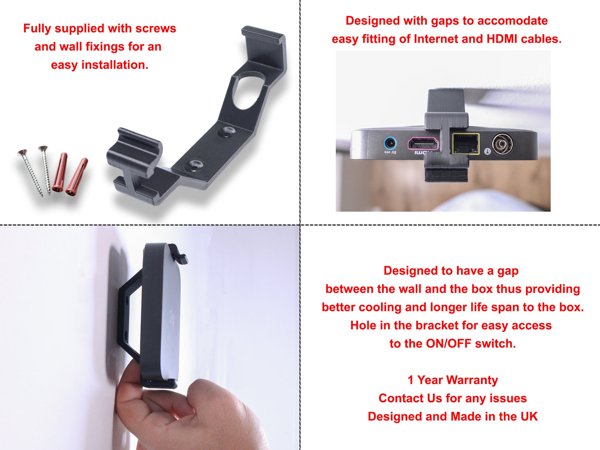 Decoralin Sky Puck Wall Mount Bracket for Sky Stream Box Black - Decoralin