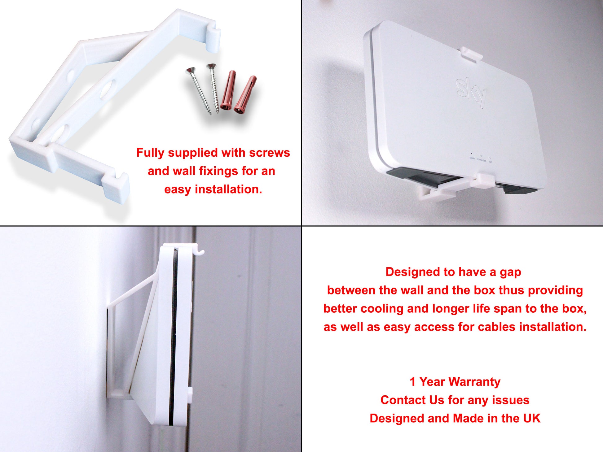 Decoralin Sky Broadband Booster Wall Mount - Fits Models SE210 and SE210a White - Decoralin