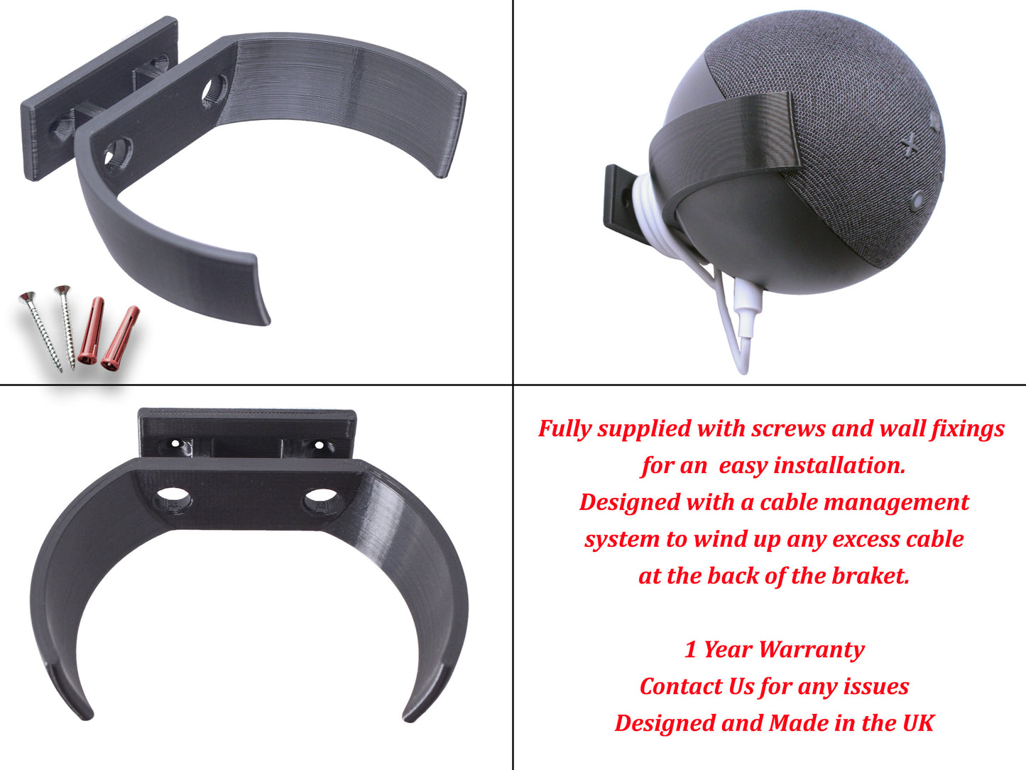 Decoralin Echo Dot Wall Mount (4th & 5th Generation) - With Screws and Fixings - Decoralin