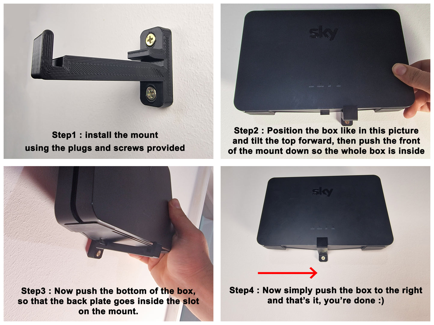 Decoralin Wall Mount for Sky Wifi Max Hub, SR213 SR203 White Complete with Screws and Fixings