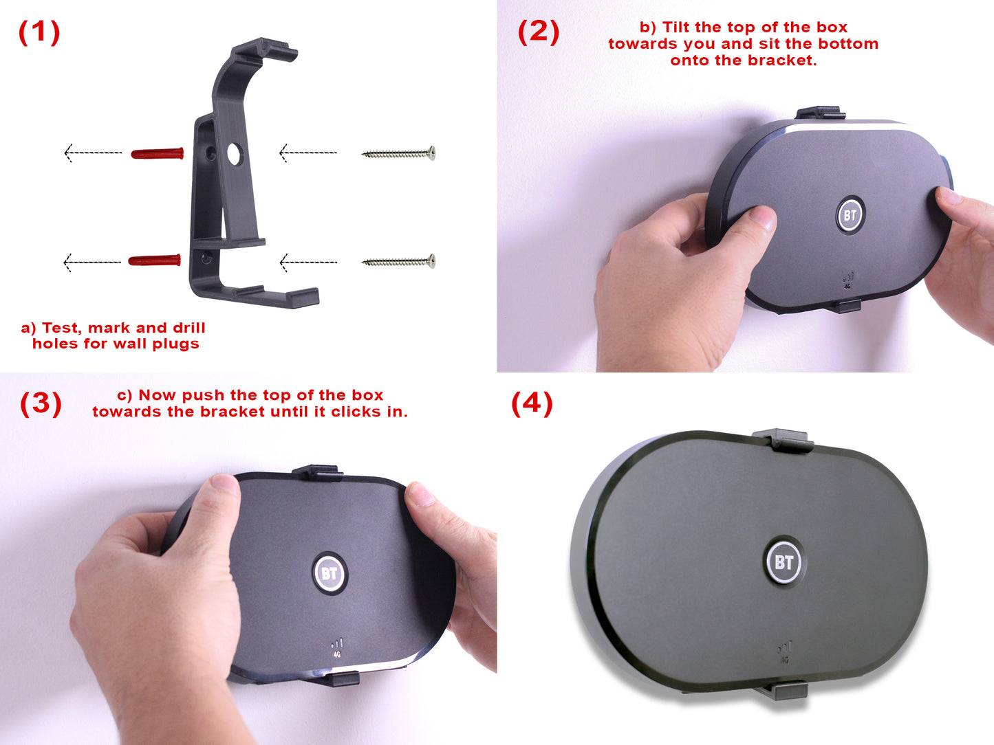 Decoralin EE BT Hybrid Connect Wall Mounting Bracket - Black - Decoralin