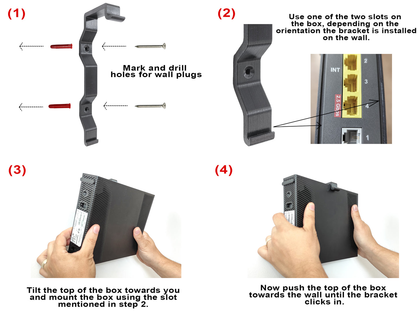 Decoralin Wall Mount for Virgin Media Hub 5 Broadband Router Bracket, Easy to Install, Complete with Screws and Fixings, Black, Designed in the UK - Decoralin