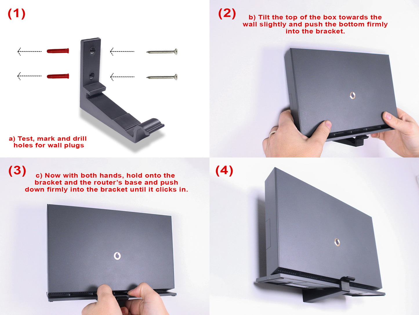 Decoralin Wall Mounting Bracket for Vodafone WiFi Hub THG3000 THG3000g - Black - Decoralin