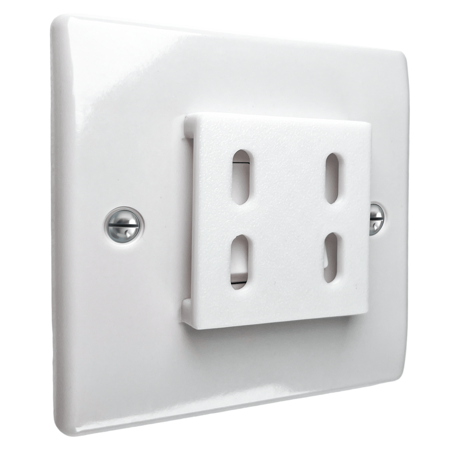 Decoralin Light Switch Safety Covers – White Plastic Caps for Double Switch Plates – Child, Elderly & Dementia Protection – Stick-On Guard – 2 Pack Covers 4 Switches