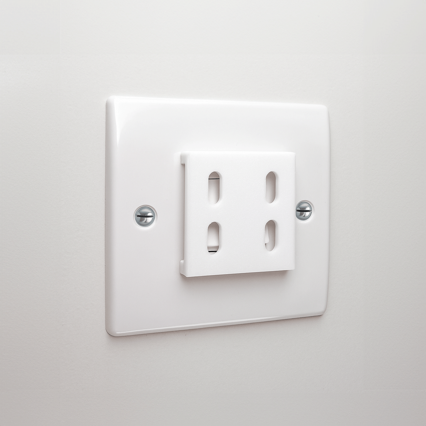 Decoralin Light Switch Safety Covers – White Plastic Caps for Double Switch Plates – Child, Elderly & Dementia Protection – Stick-On Guard – 2 Pack Covers 4 Switches