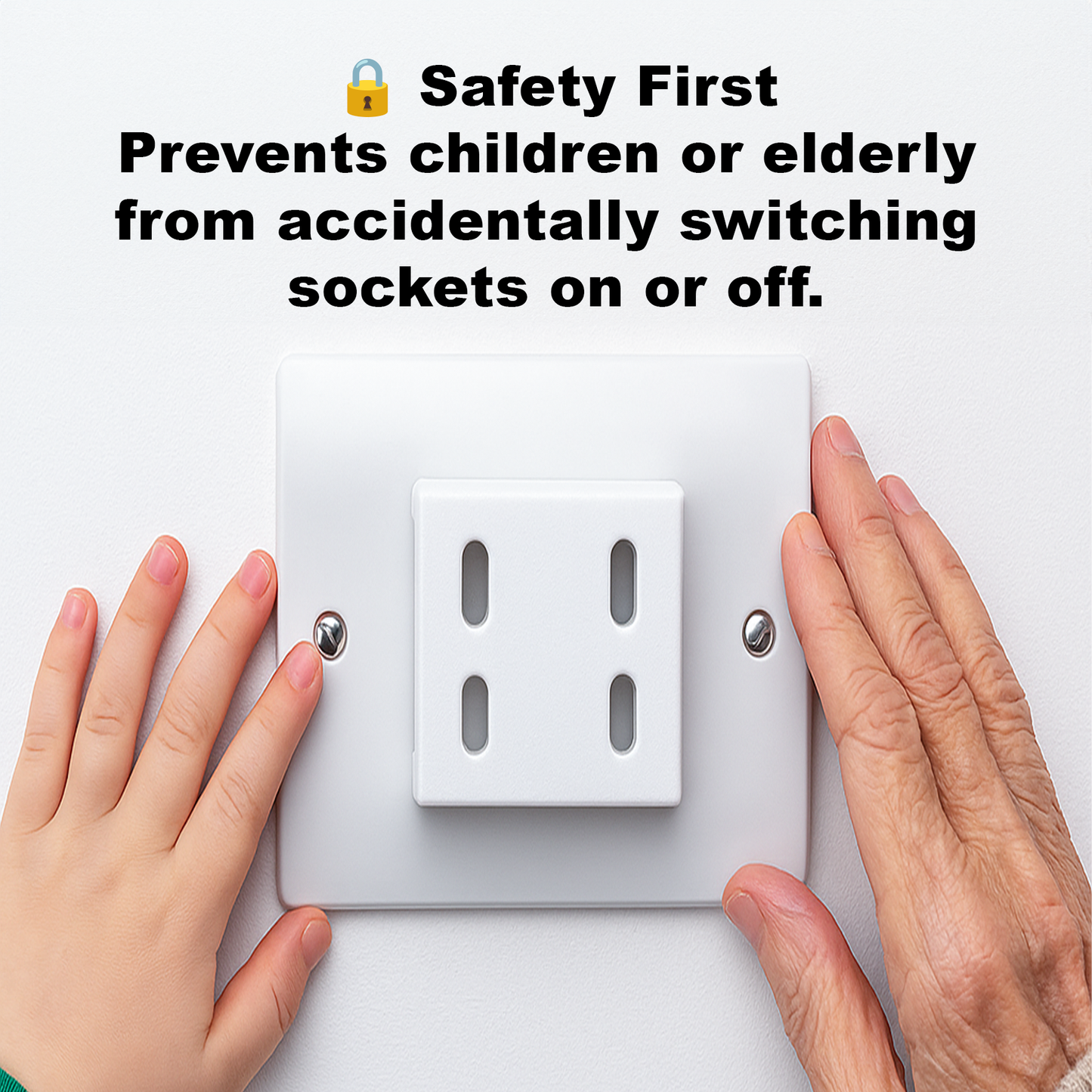 Decoralin Light Switch Safety Covers – White Plastic Caps for Double Switch Plates – Child, Elderly & Dementia Protection – Stick-On Guard – 2 Pack Covers 4 Switches