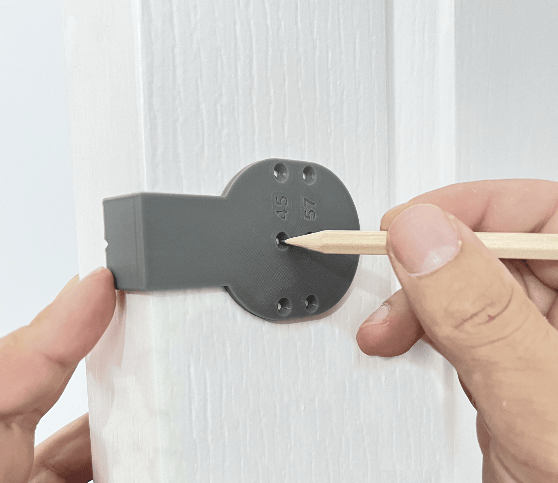 Door Jig Marking Template for a 45mm or 57mm Door Latch, Spindle and Handles Plus Door Edge Centre Finder Pencil and Sharpener - Decoralin