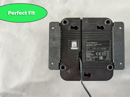 Decoralin Wall Mount for Einhell Power X-Charger 3A – 2-Parts Plastic Holder with Screws & Plugs – Black Bracket for Clean & Secure Wall Storage (Not for Twincharger or Fast Charger) - Decoralin