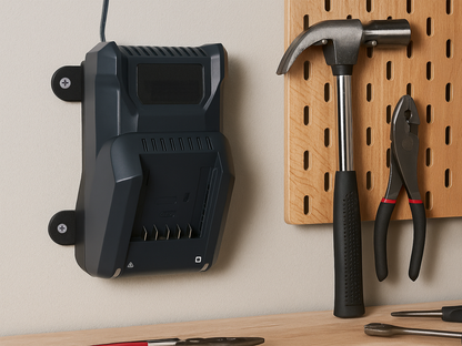 Decoralin Wall Mount for Bosch 18V & 12V Chargers – Compatible with GAL 18V-40, GAL 1180 CV, AL 18V-44, GAL 12V-40 – Charger Holder with Screws & Plugs – Black, Made in Europe