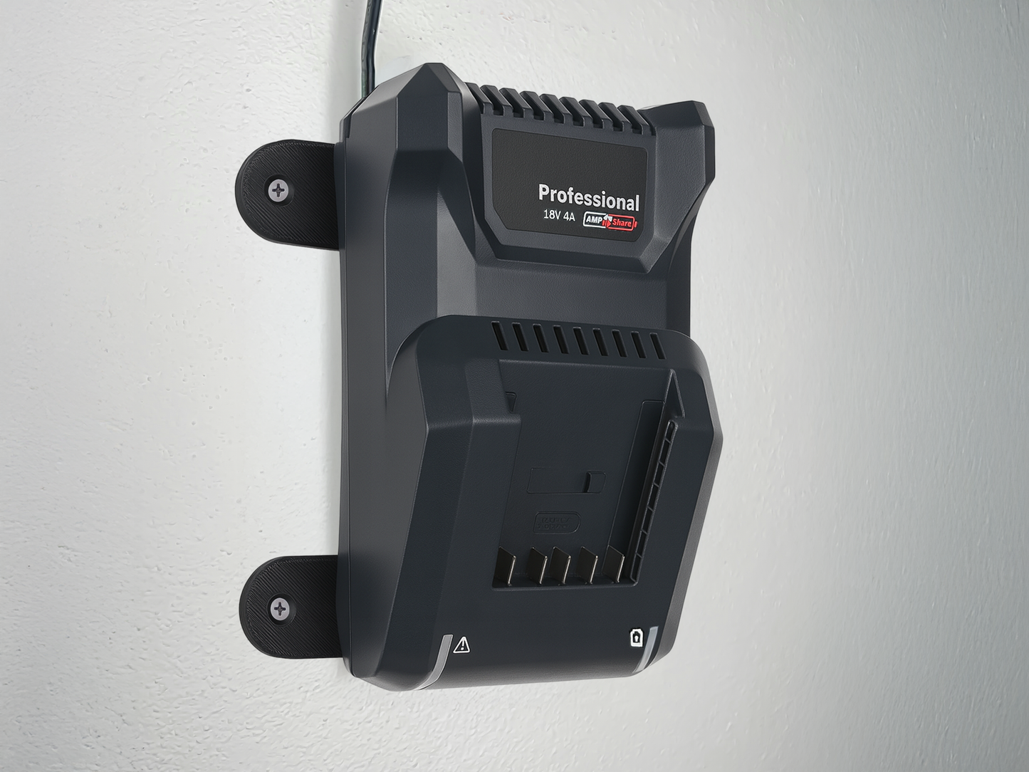 Decoralin Wall Mount for Bosch 18V & 12V Chargers – Compatible with GAL 18V-40, GAL 1180 CV, AL 18V-44, GAL 12V-40 – Charger Holder with Screws & Plugs – Black, Made in Europe