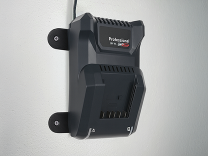 Decoralin Wall Mount for Bosch 18V & 12V Chargers – Compatible with GAL 18V-40, GAL 1180 CV, AL 18V-44, GAL 12V-40 – Charger Holder with Screws & Plugs – Black, Made in Europe