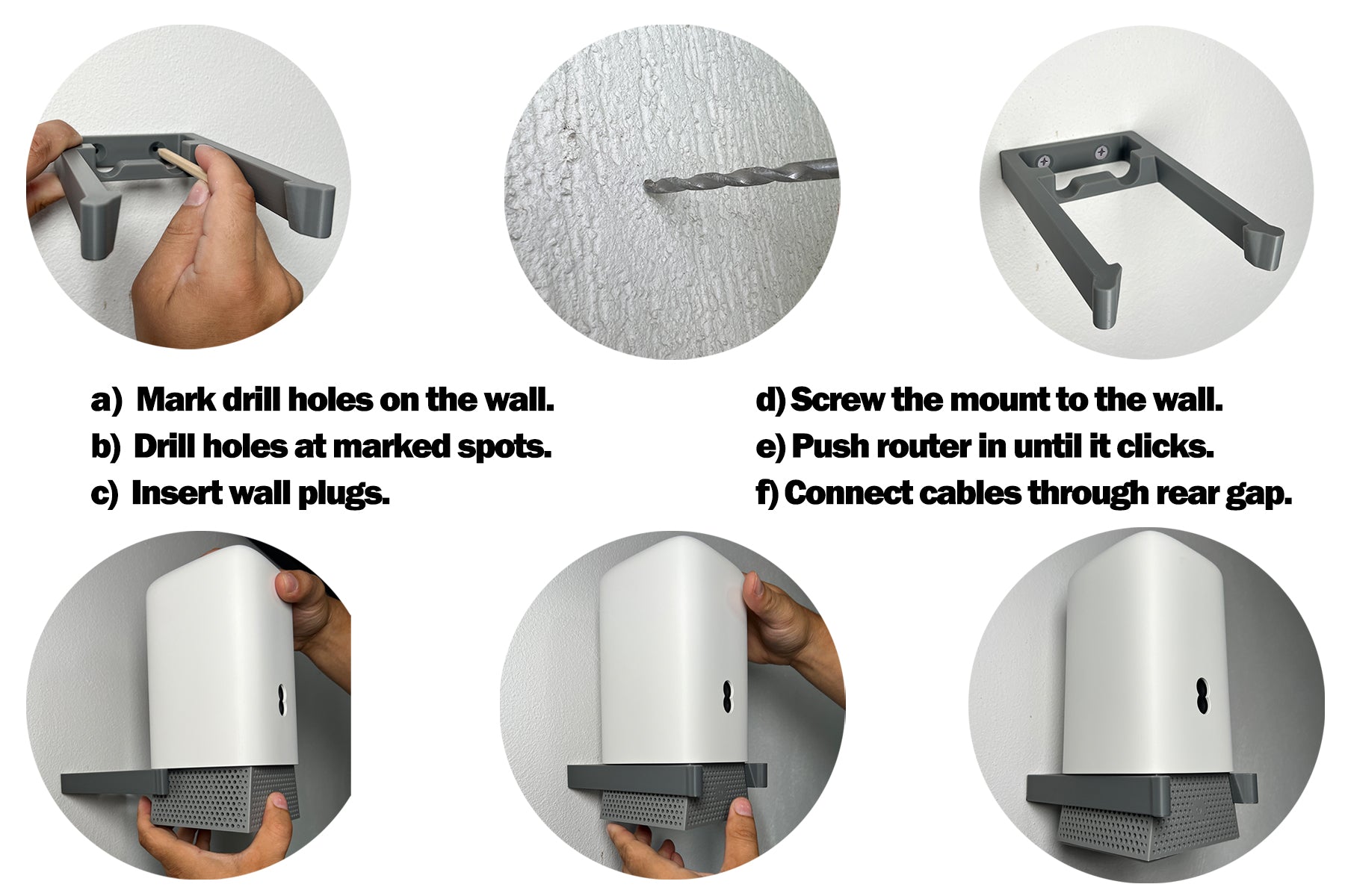 Decoralin Wall Mount for EE Smart Hub Pro Router (Model SH40J) – Grey Router Holder Bracket with Click Lock, Cable Gap & Airflow – WiFi Booster Wall Bracket – Screws & Plugs Included - Decoralin