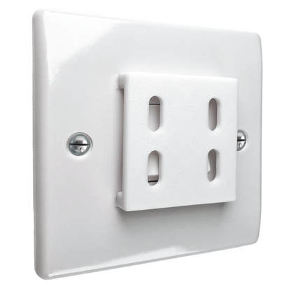 Decoralin Light Switch Safety Covers – White Plastic Caps for Double Switch Plates – Child, Elderly & Dementia Protection – Stick-On Guard – 2 Pack Covers 4 Switches