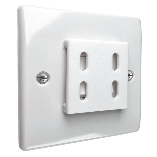 Decoralin Light Switch Safety Covers – White Plastic Caps for Double Switch Plates – Child, Elderly & Dementia Protection – Stick-On Guard – 2 Pack Covers 4 Switches