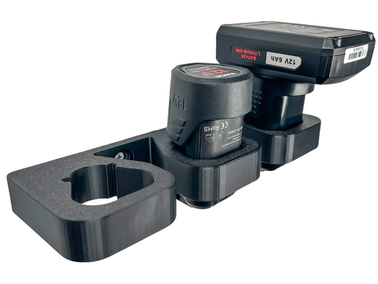 Decoralin Wall Mount for Bosch 12V Battery – Compatible with Bosch GBA Professional & BAT Home Series – Battery Holder Organizer for 12V Power Tools – Holds 3 Batteries – Made in Europe