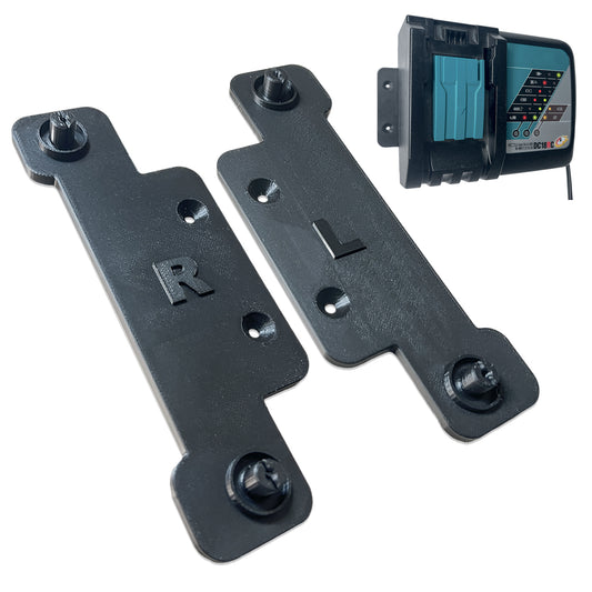 Decoralin Wall Mount for Makita DC18RC Charger – Black Plastic Bracket – Secure Wall Installation with Screws & Plugs – Space-Saving, Durable, Designed & Made in Europe - Decoralin