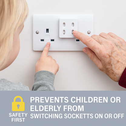 Decoralin Socket Switch Covers – White Plastic Caps for Double Wall Socket Plates – Child & Elderly Safety Guard – Stick-On Protection – 2 Pack